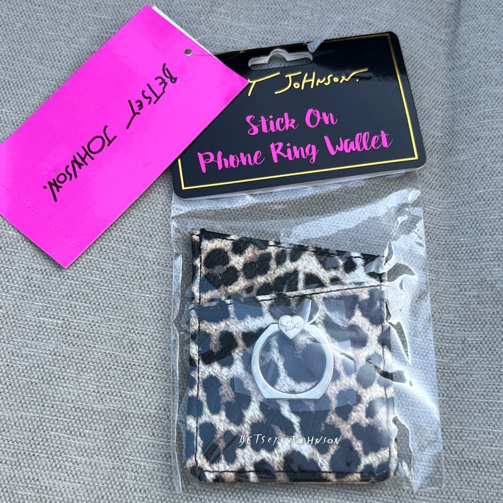 Betsey Johnson Pink and Leopard Phone Ring Wallet